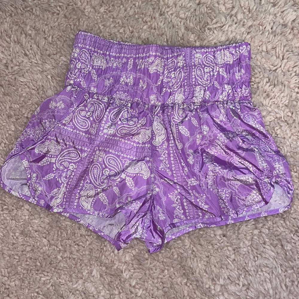 purple bandana high rise free people shorts